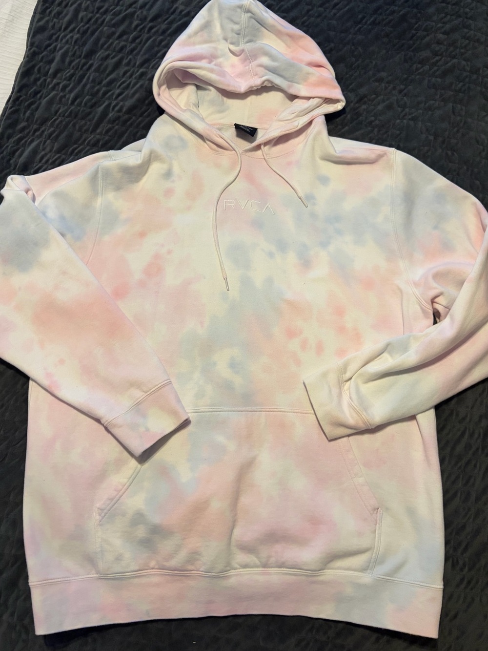 RVCA Pastel Tie-Dye Crewneck Hoodie in Pink and Light Blue